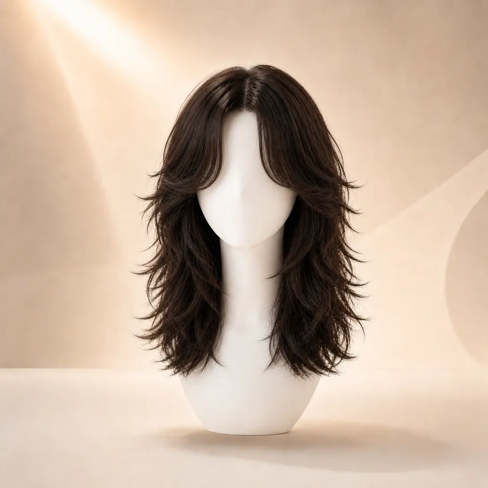 Long Shag + Curtain Bangs hairstyle preview
