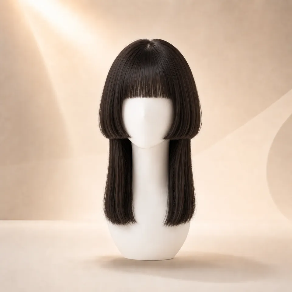 Medium Jellyfish + Blunt Bangs AI hairstyle preview for WigTryAI