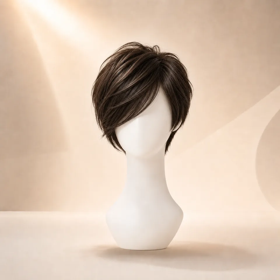 Short Bixie + Side Bangs AI hairstyle preview for WigTryAI