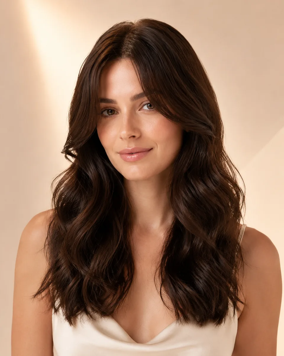 Long Layered Waves hairstyle preview on WigTryAI