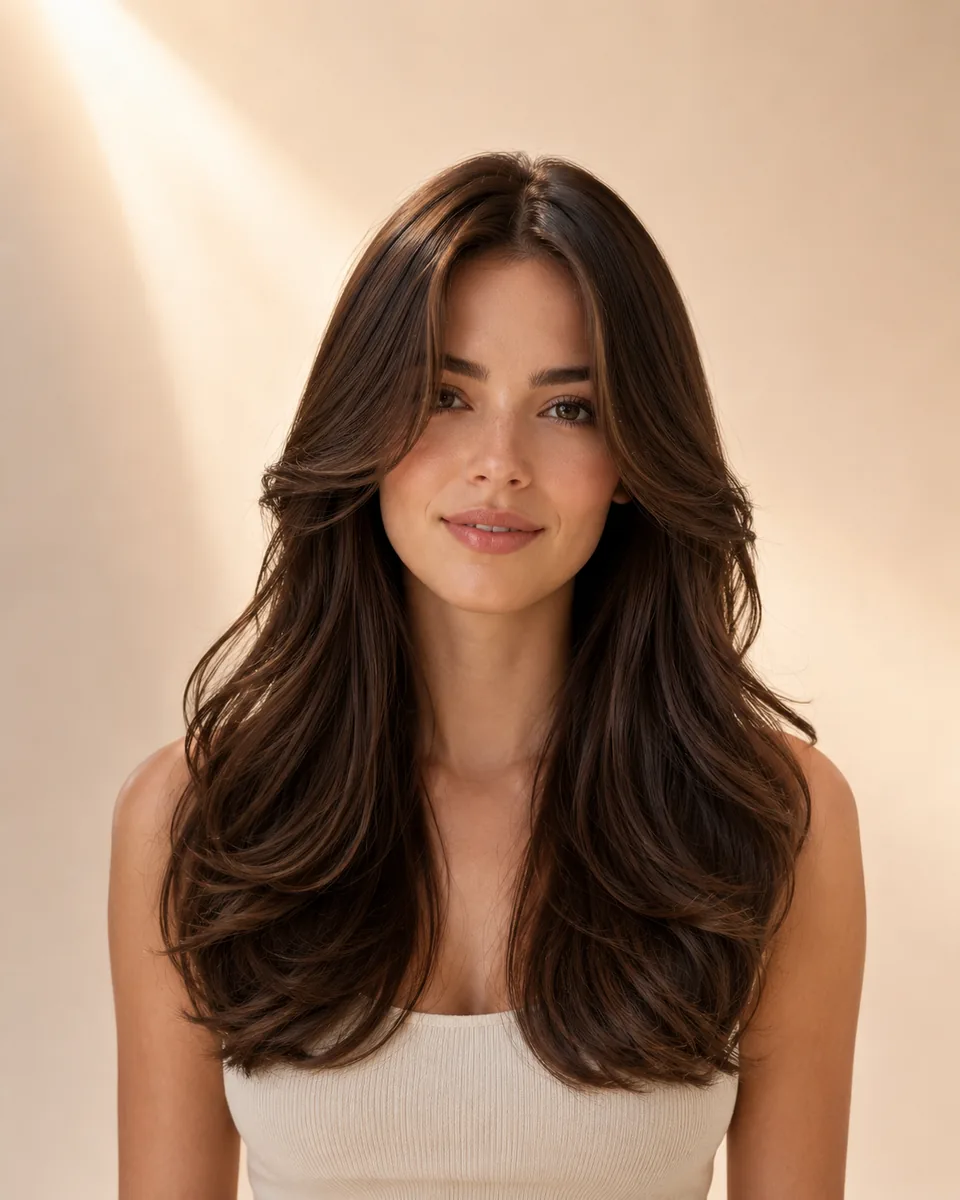 Face-Framing Layers hairstyle preview on WigTryAI
